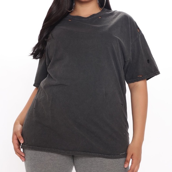 Falling on hard times distressed T shirt - Black - Picture 4 of 8